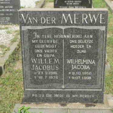 MERWE Willem Jacobus, van der 1916-1976 &amp; Wilhelmina Jacoba 1910-1998