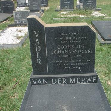 MERWE Cornelius Johannes, van der 1905-1971