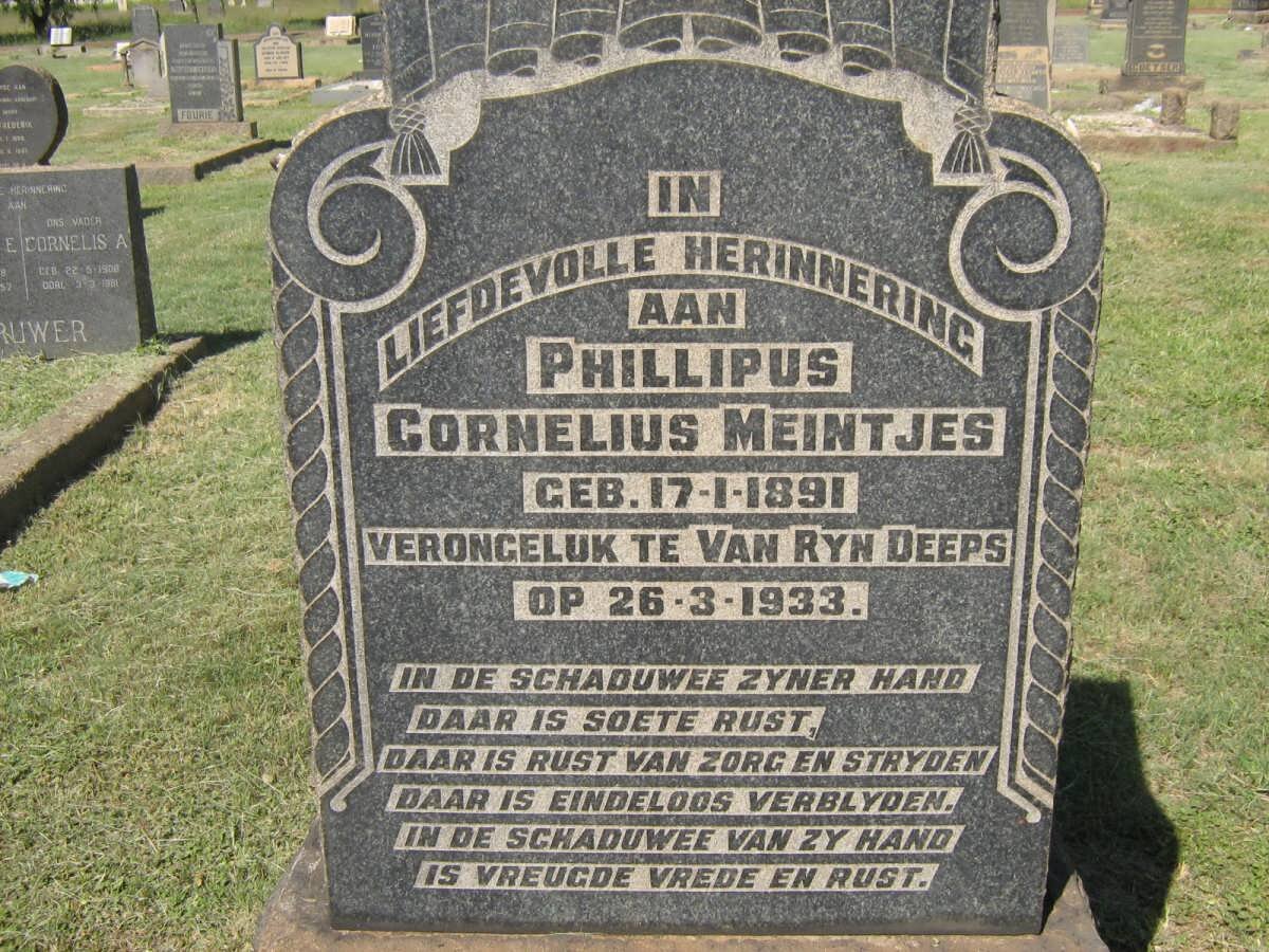 MEINTJES Phillipus Cornelius 1891-1933