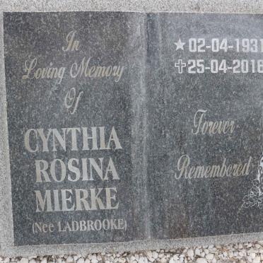 MIERKE Cynthia Rosina nee LADBROOKE 1931-2016