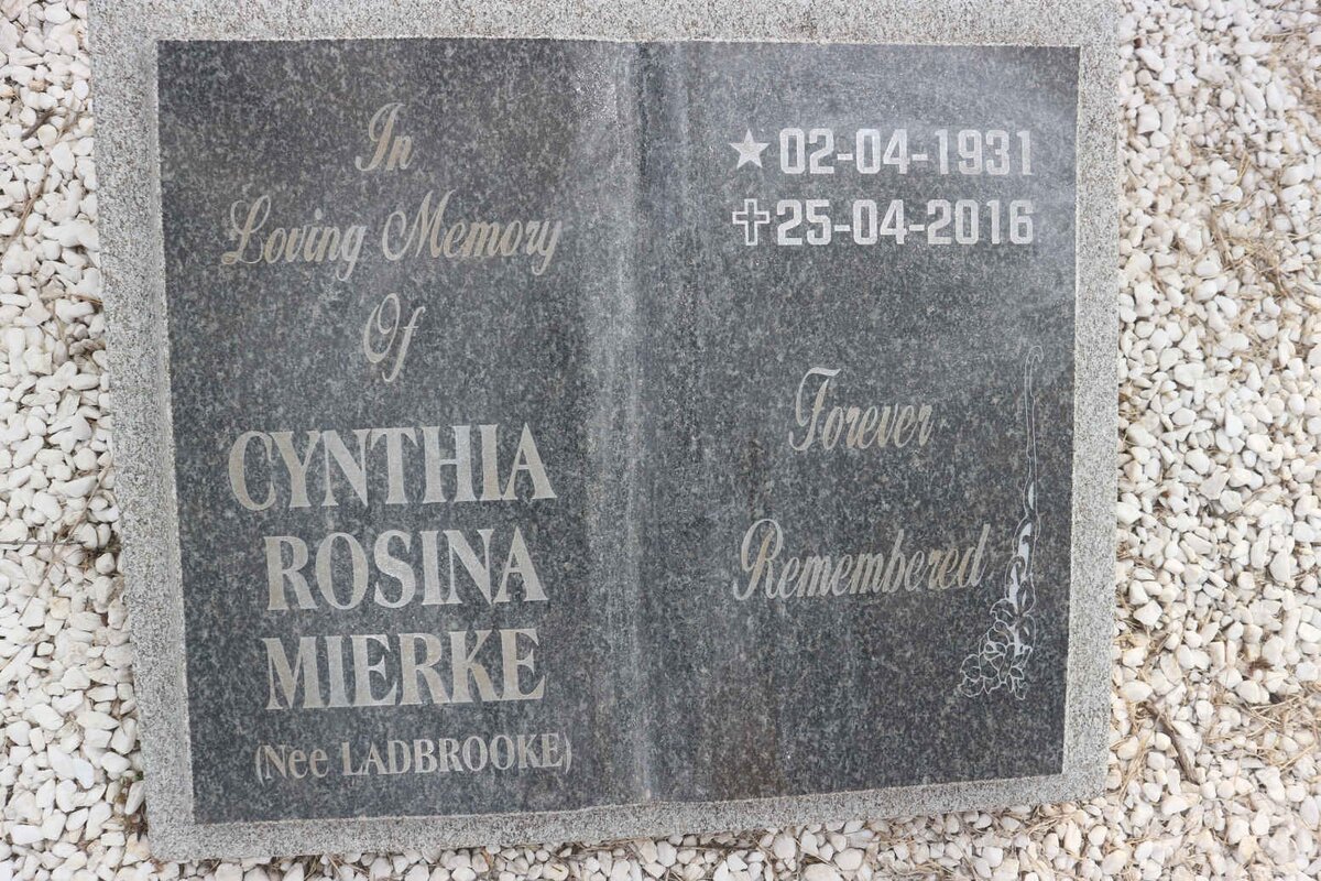 MIERKE Cynthia Rosina nee LADBROOKE 1931-2016
