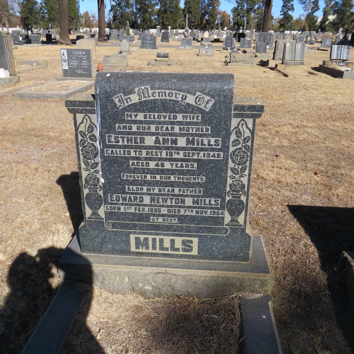 MILLS Edward Newton 1895-1964 &amp; Esther Ann -1948