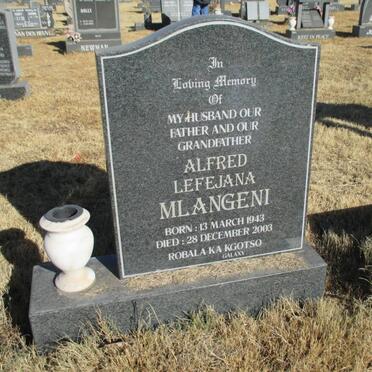 MLANGENI Alfred Lefejana 1943-2003