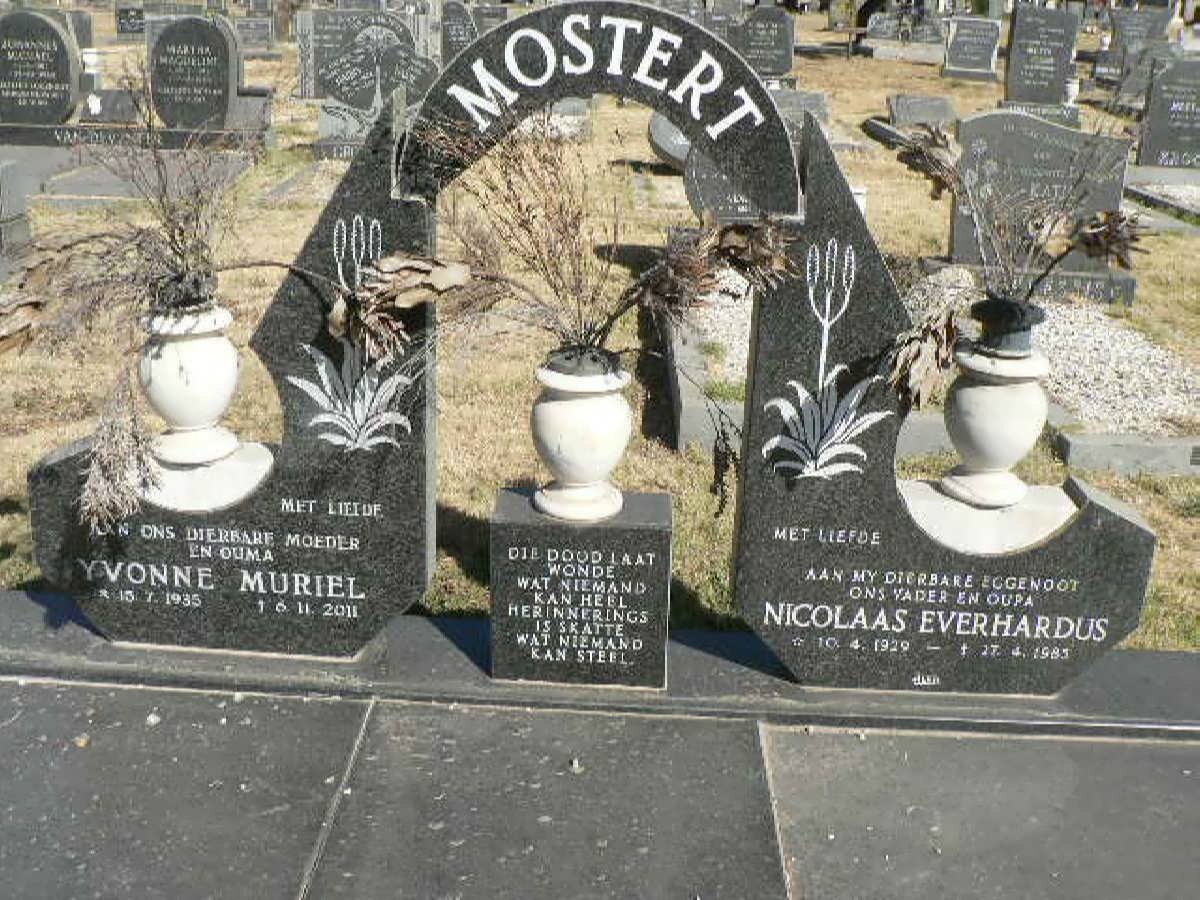 MOSTERT Nicolaas Everhardus 1929-1985 &amp; Yvonne Muriel 1935-2011