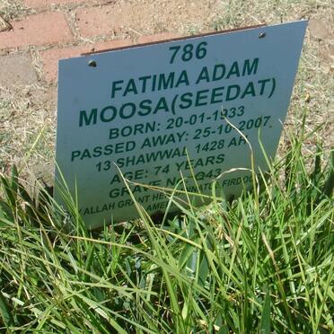 MOOSA Fatima Adam nee SEEDAT 1933-2007