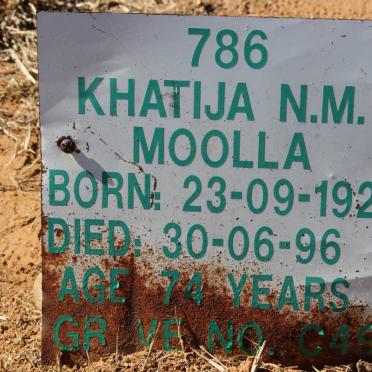 MOOLLA Khatija N.M. 1922-1996