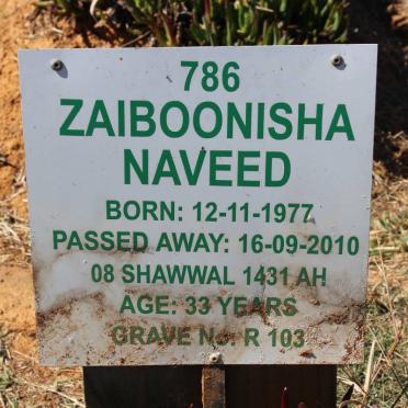 NAVEED Saiboonisha 1977-2010