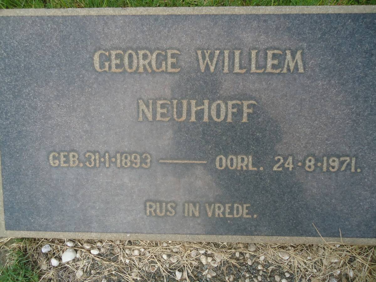 NEUHOFF George Willem 1893-1971