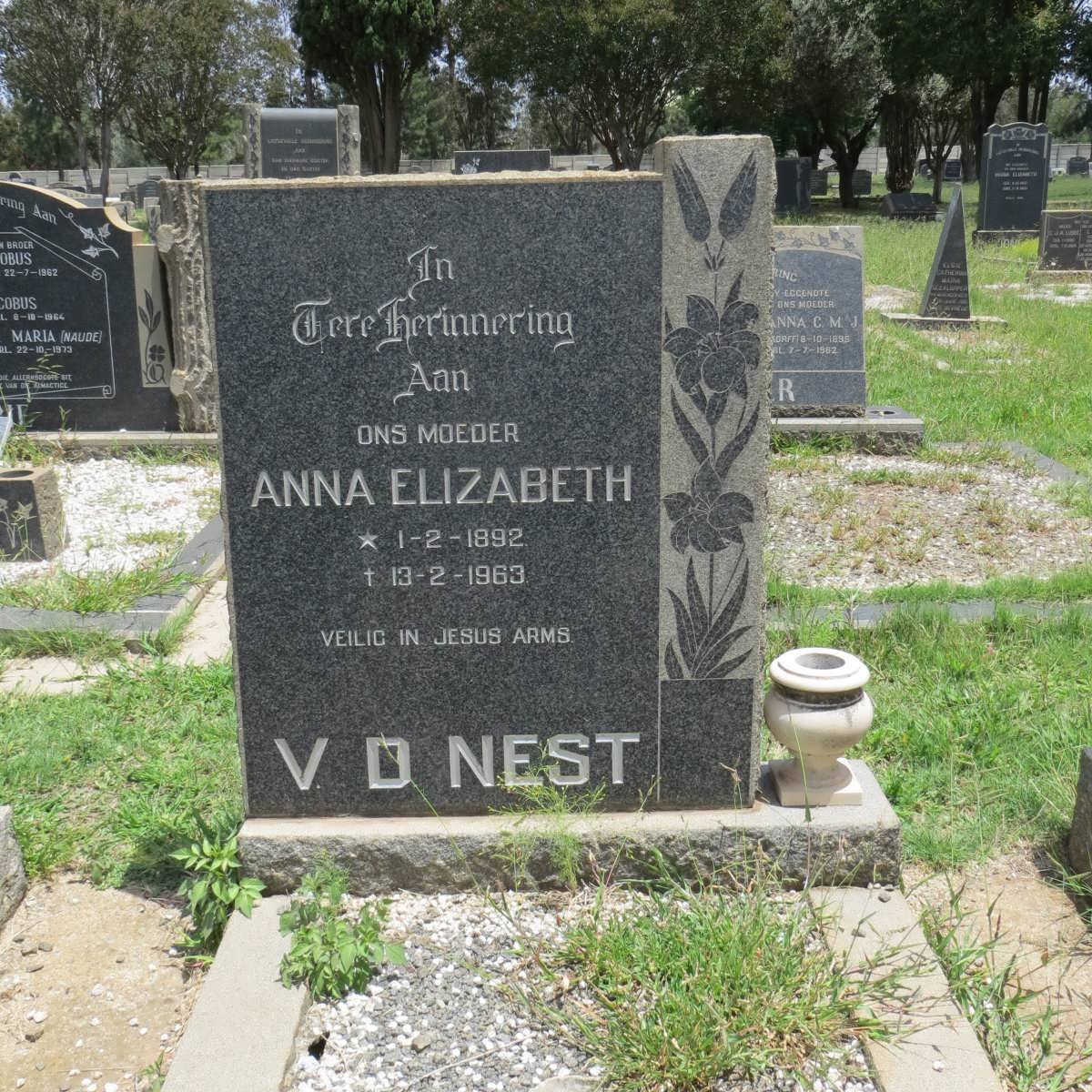 NEST Anna Elizabeth, v.d. 1892-1963