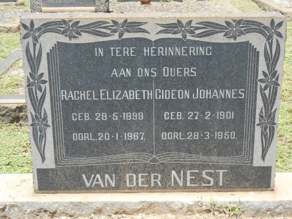 NEST Gideon Johannes, van der 1901-1950 &amp; Rachel Elizabeth 1899-1967