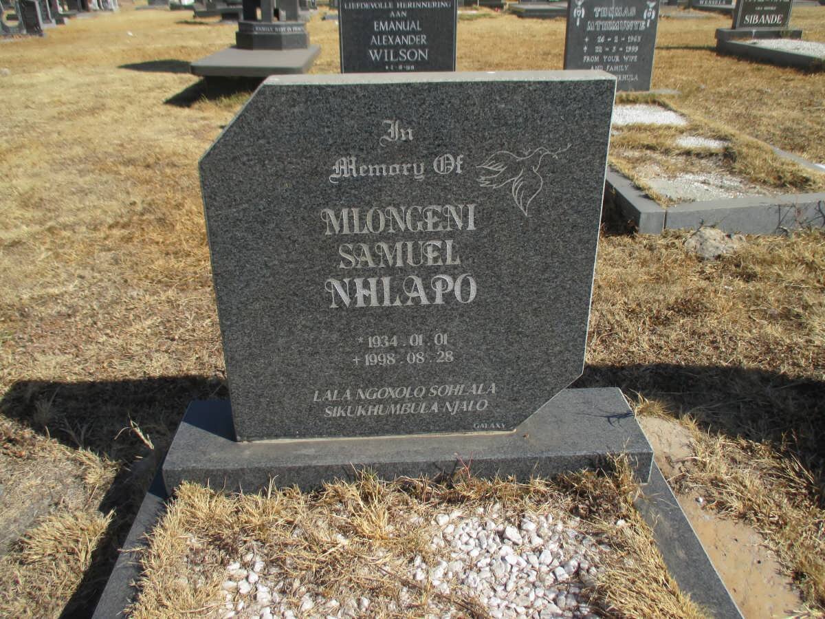 NHLAPO Mlongeni Samuel 1934-1998