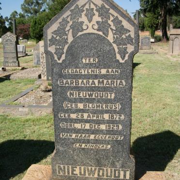 NIEUWOUDT Barbara Maria nee BLOMERUS 1872-1929