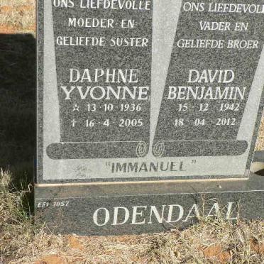 ODENDAAL David Benjamin 1942-2012 &amp; Daphne Yvonne 1936-2005