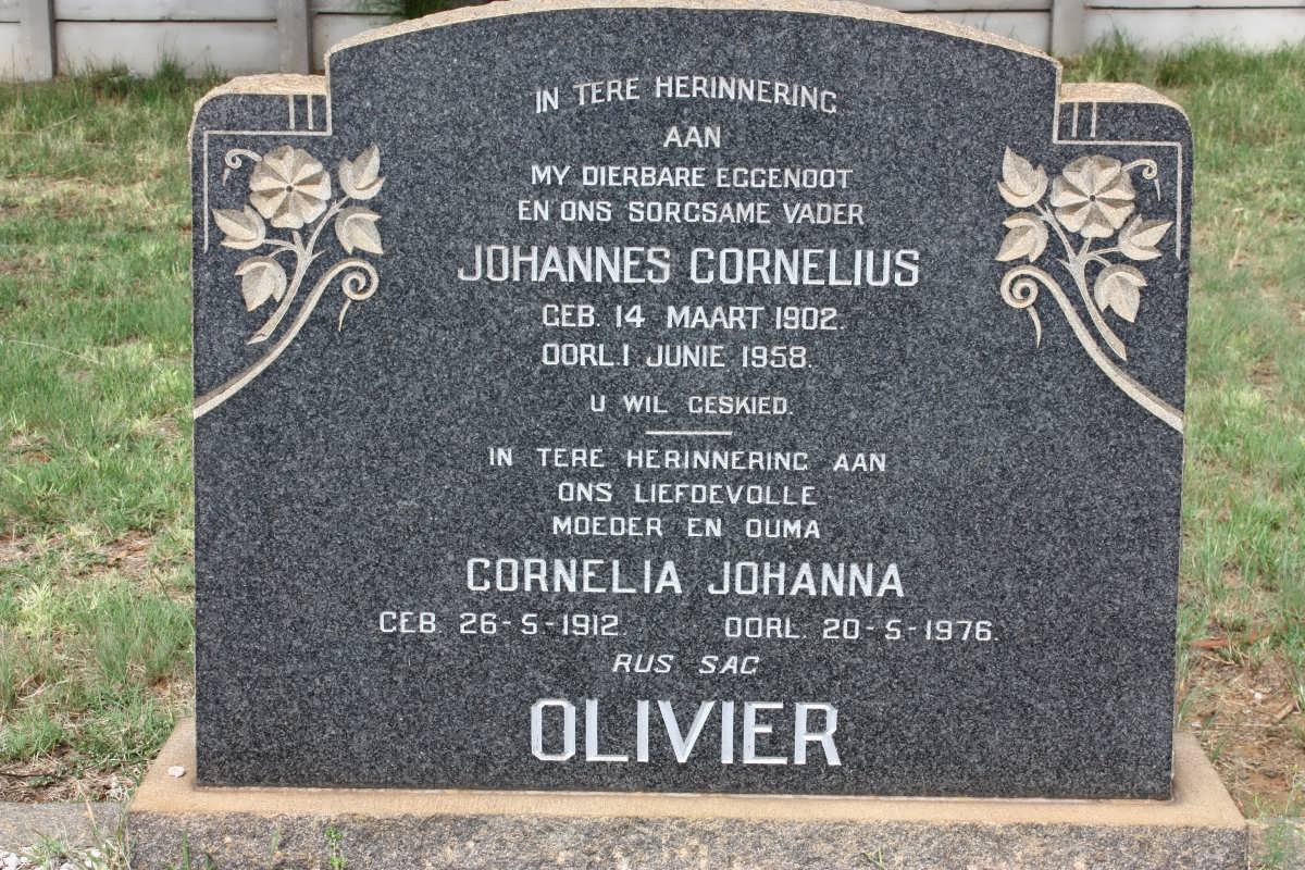 OLIVIER Johannes Cornelius 1902-1958 &amp; Cornelia Johanna 1912-1976