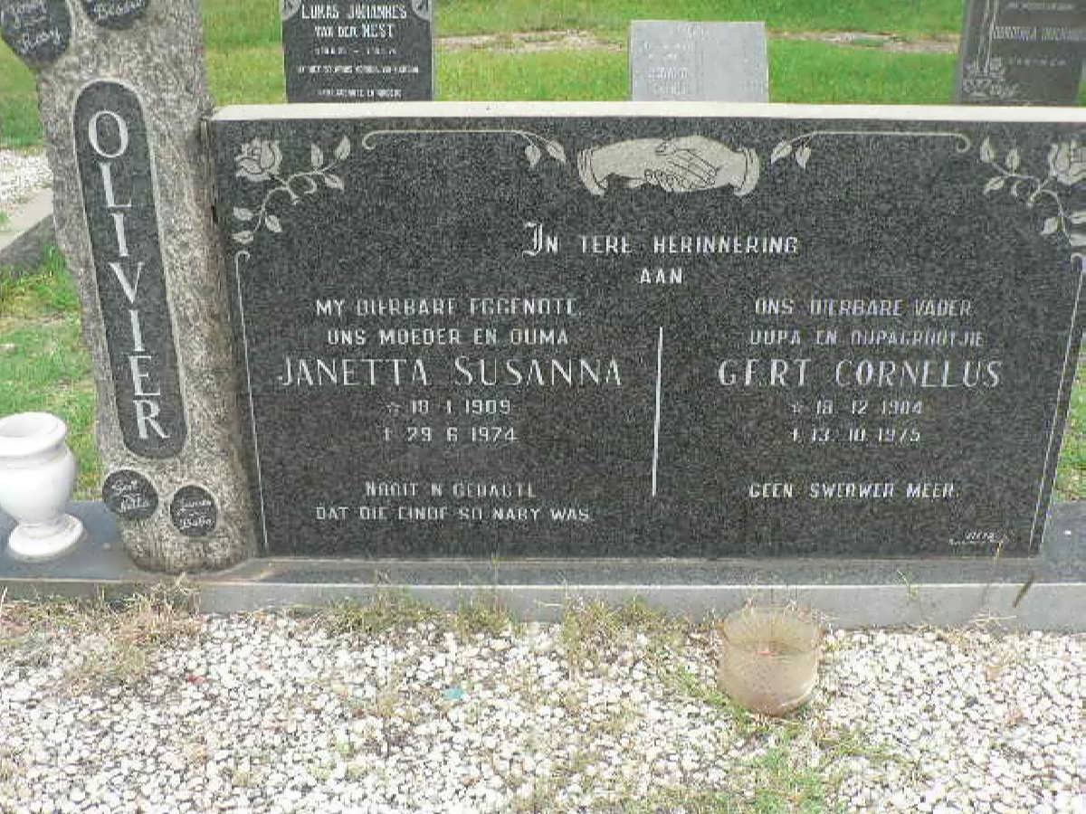 OLIVIER Gert Cornelus 1904-1975 &amp; Janetta Susanna 1909-1974