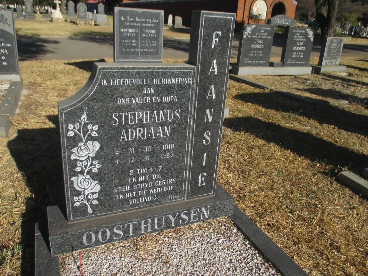 OOSTHUYSEN Stephanus Adriaan 1918-1997