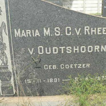 OUDTSHOORN Maria M.S.C., v. Rheede v. nee COETZER 1891-1975