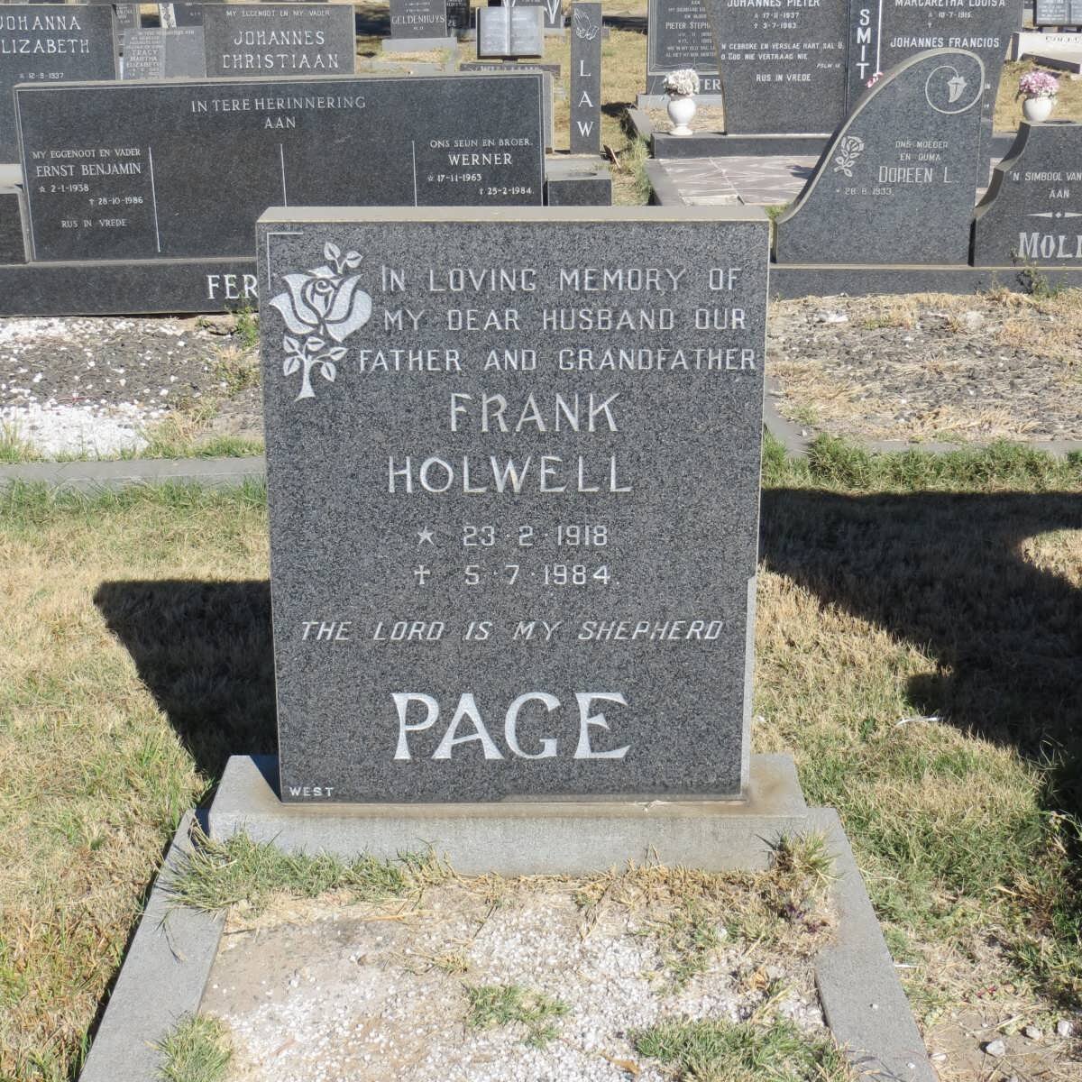 PAGE Frank Holwell 1918-1984