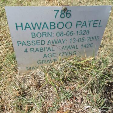 PATEL Hawaboo 1928 - 2005
