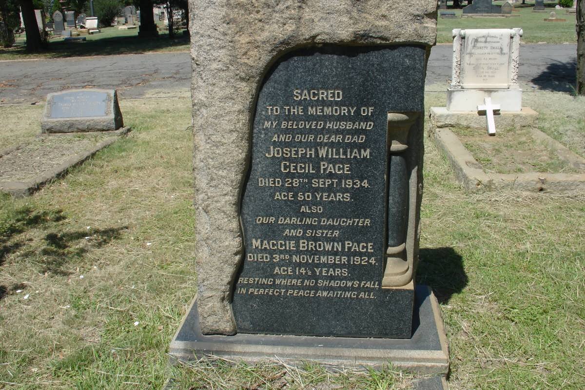 PACE Joseph William Cecil -1934 :: PACE Maggie Brown -1924