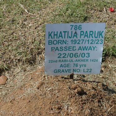 PARUK Khatija 1927-2003