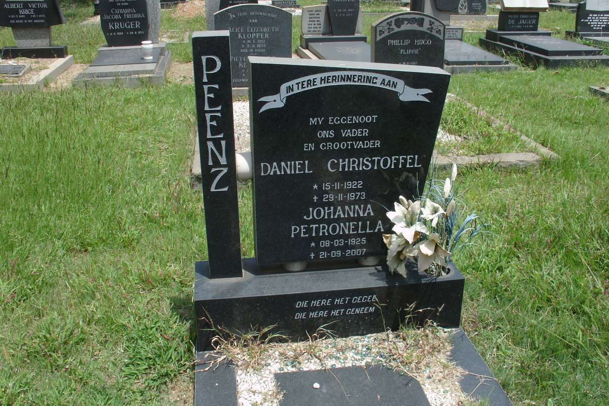 PEENZ Daniel Christoffel 1922-1973 &amp; Johanna Petronella 1925-2007