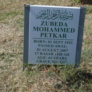 PETKAR Zubeda Mohammed 1943-2007