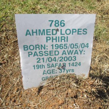 PHIRI Ahmed Lopes 1965-2003