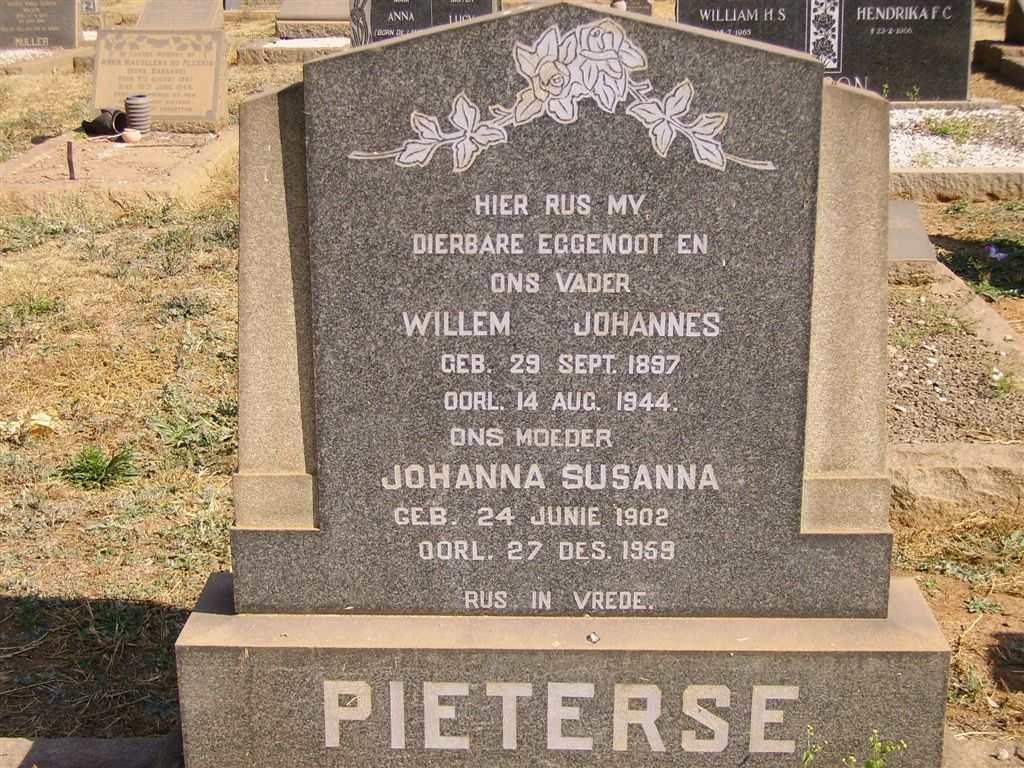 PIETERSE Willem Johannes 1897-1944 &amp; Johanna Susanna 1902-1959