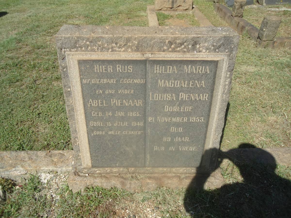 PIENAAR Abel 1865-1946 &amp; Hilda Maria Magdalena Louisa -1953