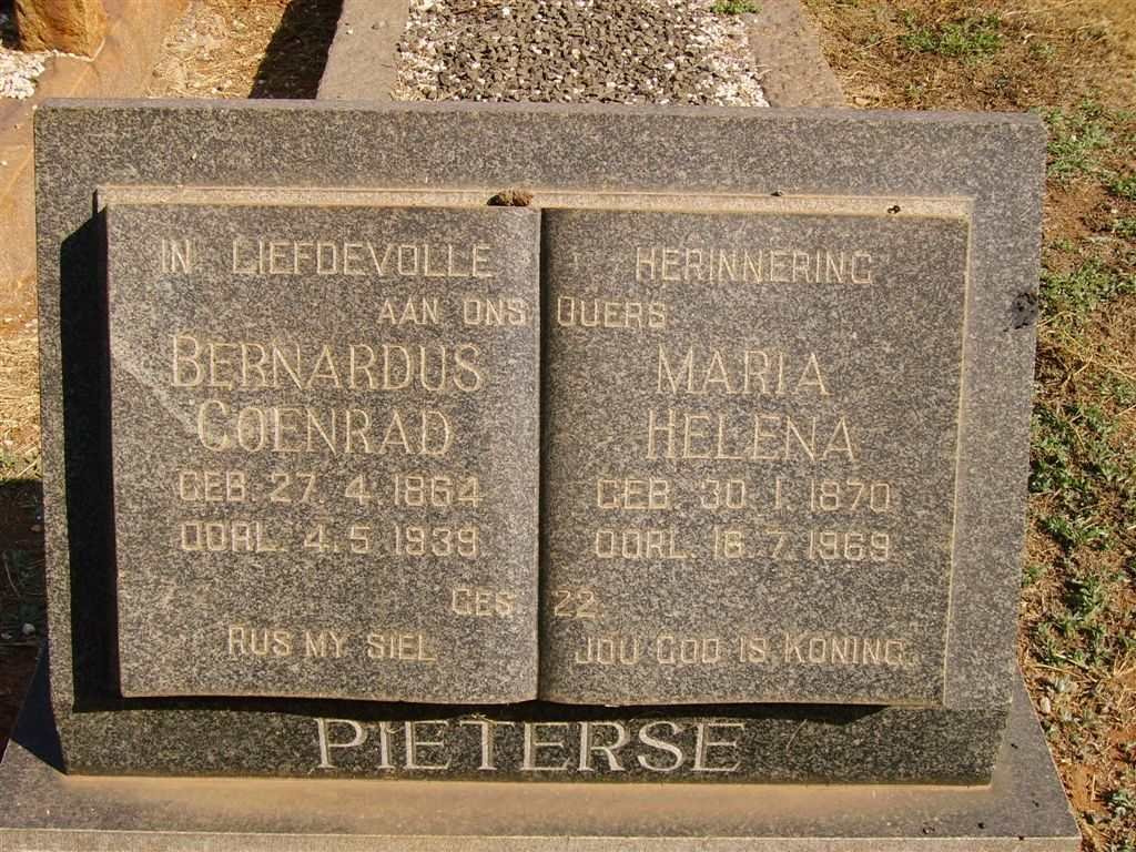 PIETERSE Bernhardus Coenrad 1864-1939 &amp; Maria Helena 1870-1969