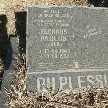PLESSIS Jacobus Paulus, du 1945-1990