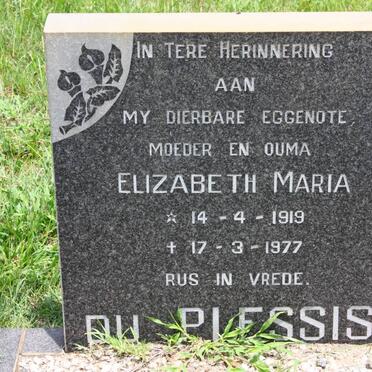 PLESSIS Elizabeth Maria, du 1919-1977