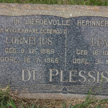 PLESSIS Cornelius, du 1886-1966 &amp; Leah 1889-1973