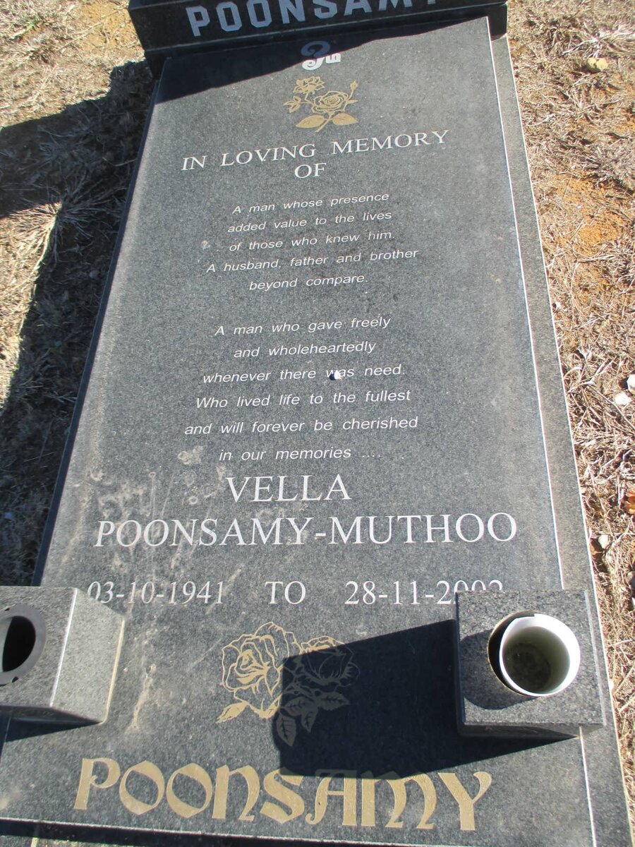 POONSAMY Vella, Muthoo 1941-2000