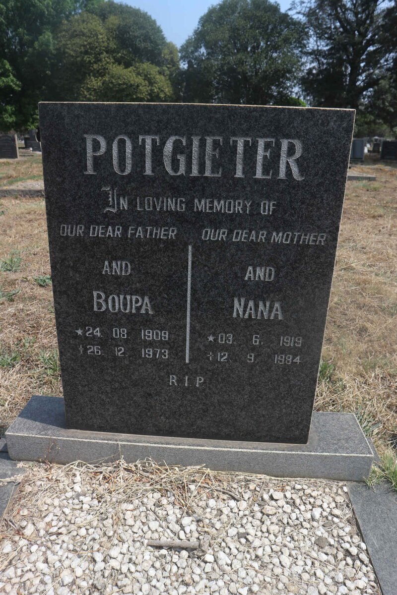 POTGIETER Boupa 1909-1973 &amp; Nana 1919-1994