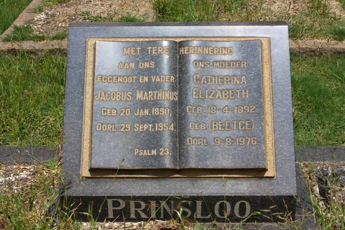 PRINSLOO Jacobus Marthinus 1890-1954 &amp; Catherina Elizabeth BEETGE 1892-1976