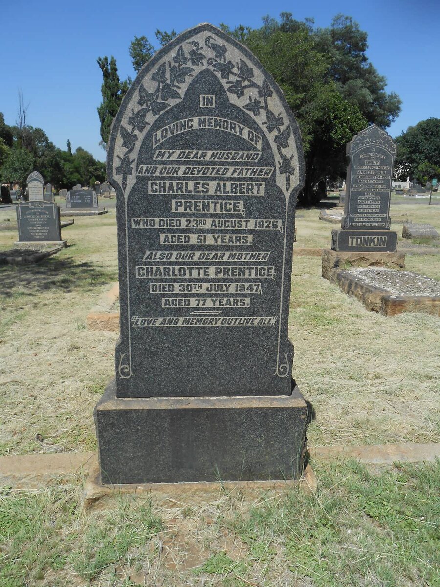 PRENTICE Charles Albert -1926 &amp; Charlotte -1947