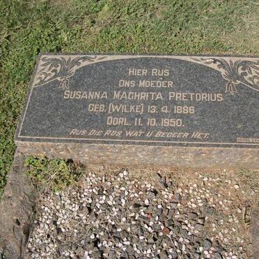 PRETORIUS Susanna Maghrita nee WILKE 1886-1950