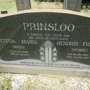 PRINSLOO Hendrik Frederik 1893-1945 &amp; Letitia Maria 1896-1968