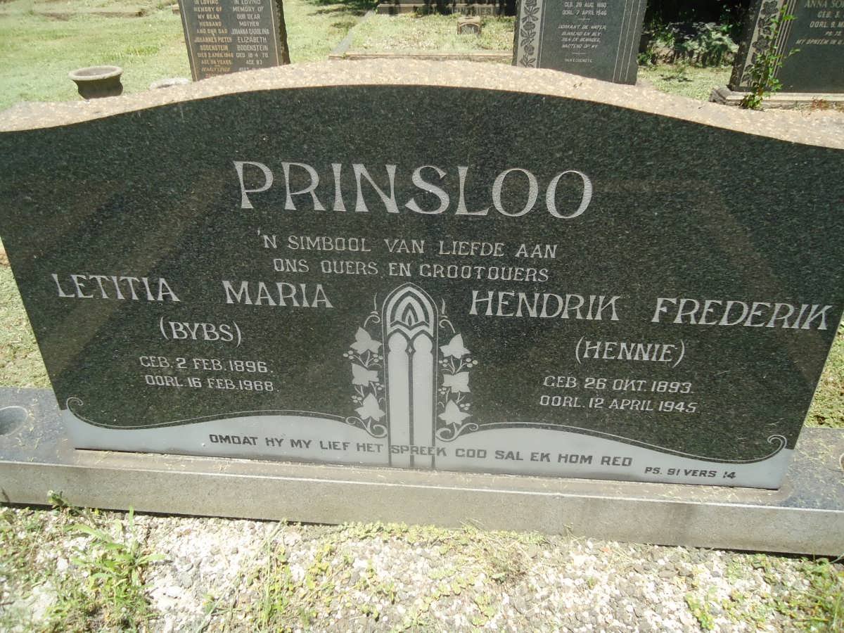 PRINSLOO Hendrik Frederik 1893-1945 &amp; Letitia Maria 1896-1968