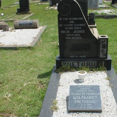 PRETORIUS Roelof Jacobus 1923-1970 &amp; WOLFAARDT Jacoba Petronella voorheen PRETORIUS 1926-2000