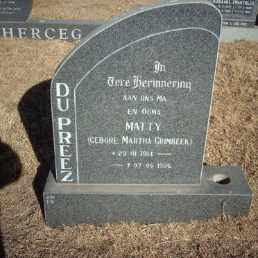 PREEZ Martha, du nee GRIMBEEK 1914-1996