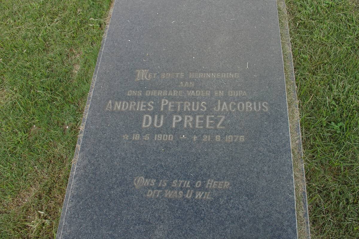 PREEZ Andries Petrus Jacobus, du 1900-1976