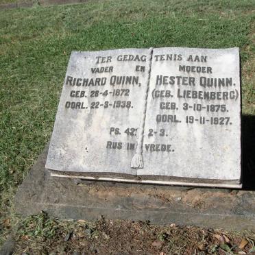 QUINN Richard 1872-1938 &amp; Hester LIEBENBERG 1875-1927