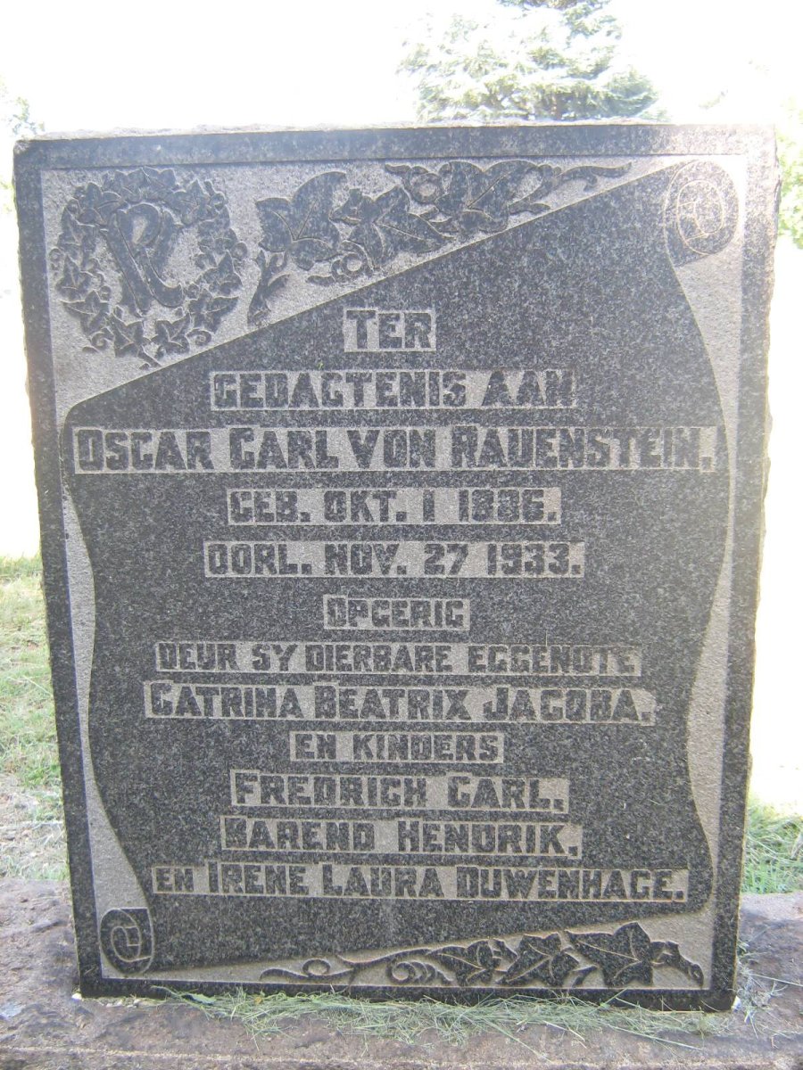 RAUENSTEIN Oscar Carl, von 1886-1933