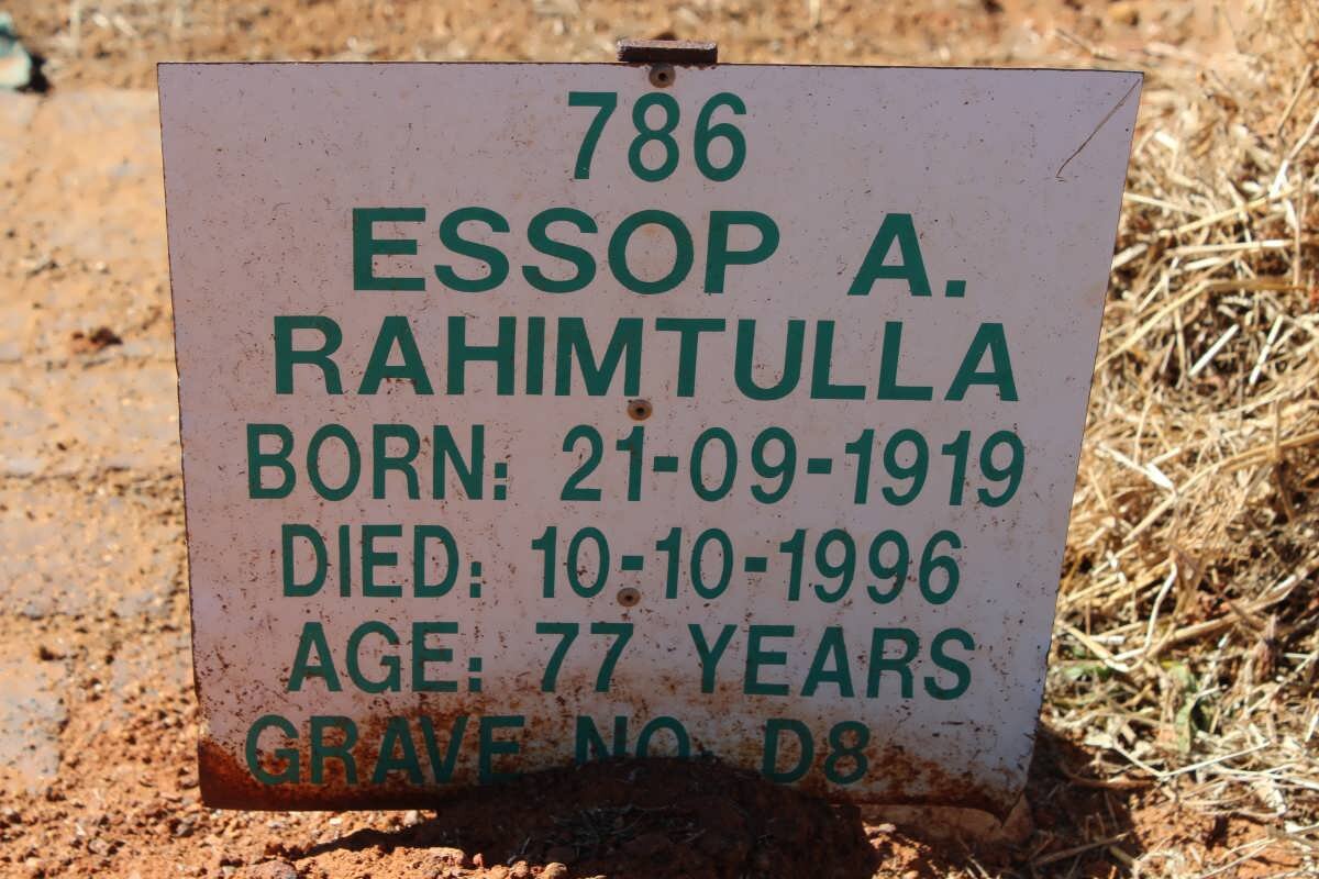RAHIMTULLA Essop A. 1919-1996