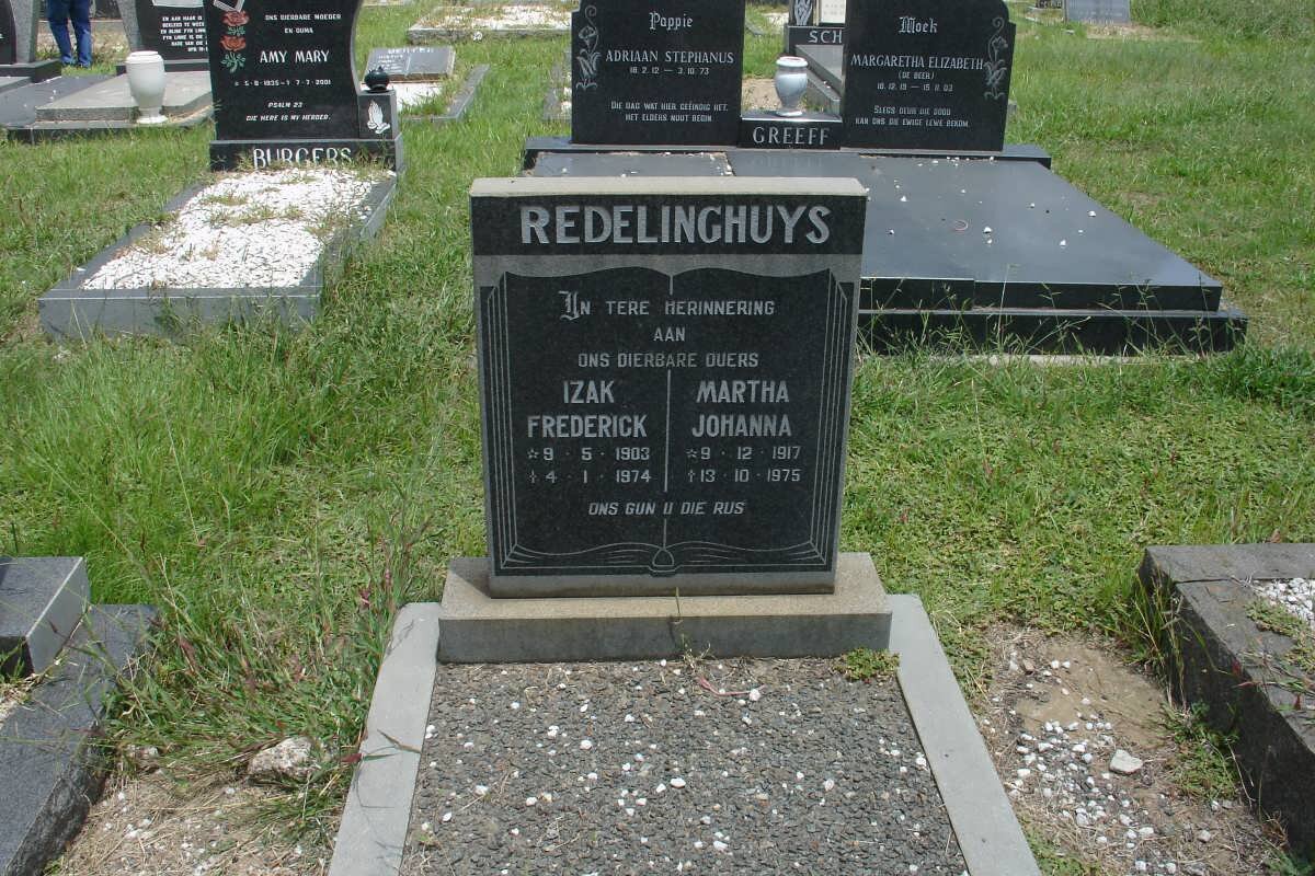 REDELINGHUYS Izak Frederick 1903-1974 &amp; Martha Johanna 1917-1975