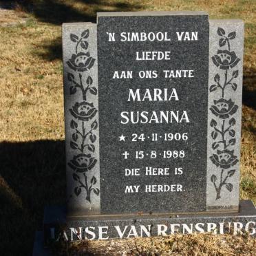 RENSBURG Maria Susanna, Janse van 1906-1988