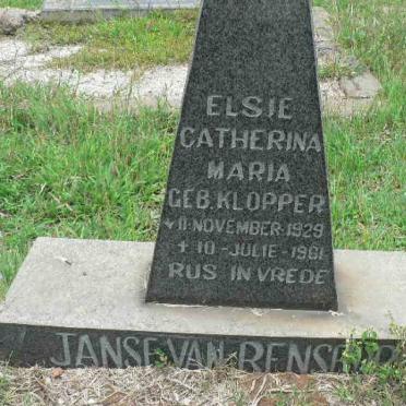 RENSBURG Elsie Catherina Maria, Janse van nee KLOPPER 1929-1961